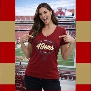 NWT 49ers V-Neck Cranberry Color Top